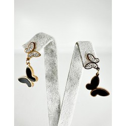 Rose Taşlı Kelebek Detaylı Küpe